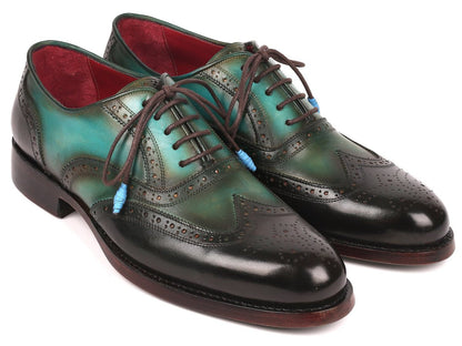 Paul Parkman Brown And Green Wingtip Oxfords Goodyear Welted (Id027 - Brwgrn) by Paul Parkman – Don't Panic Shoes
