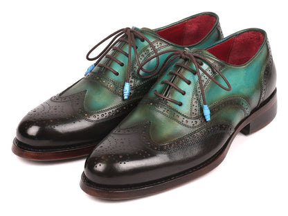 Paul Parkman Brown And Green Wingtip Oxfords Goodyear Welted (Id027 - Brwgrn) by Paul Parkman – Don't Panic Shoes