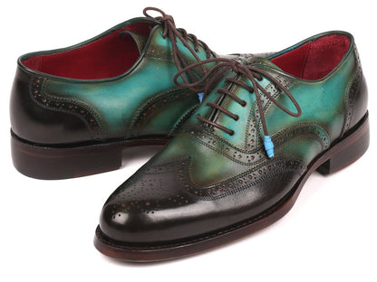 Paul Parkman Brown And Green Wingtip Oxfords Goodyear Welted (Id027 - Brwgrn) by Paul Parkman – Don't Panic Shoes