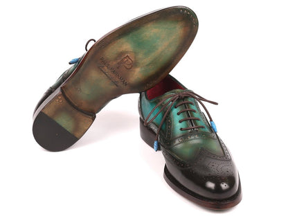 Paul Parkman Brown And Green Wingtip Oxfords Goodyear Welted (Id027 - Brwgrn) by Paul Parkman – Don't Panic Shoes