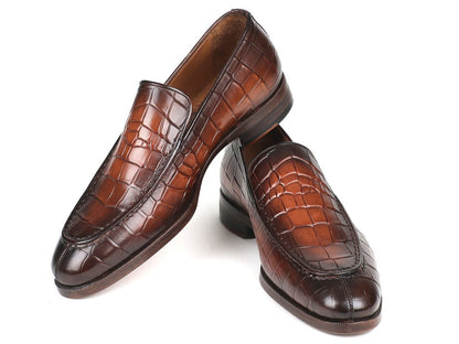 Paul Parkman Brown Burnished Crocodile Embossed Calfskin Loafer (Id7339 - Brw) by Paul Parkman – Don't Panic Shoes