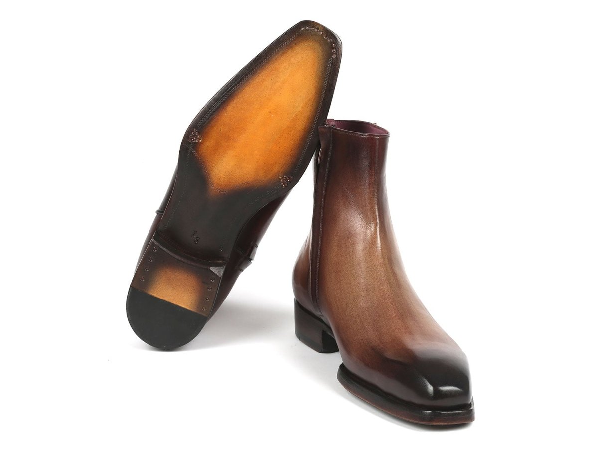 Paul Parkman Brown Burnished Side Zipper Boots Goodyear Welted (IdBt3955 - Brw) by Paul Parkman – Don't Panic Shoes