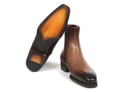 Paul Parkman Brown Burnished Side Zipper Boots Goodyear Welted (IdBt3955 - Brw) by Paul Parkman – Don't Panic Shoes