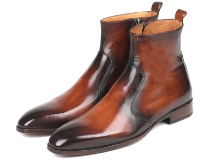 Paul Parkman Brown Burnished Side Zipper Boots (IdBt486 - Brw) by Paul Parkman – Don't Panic Shoes