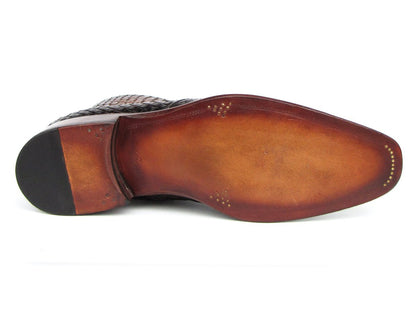 Paul Parkman Brown Burnished Woven Leather Zipper Boots Shoes by Paul Parkman – Don't Panic Shoes
