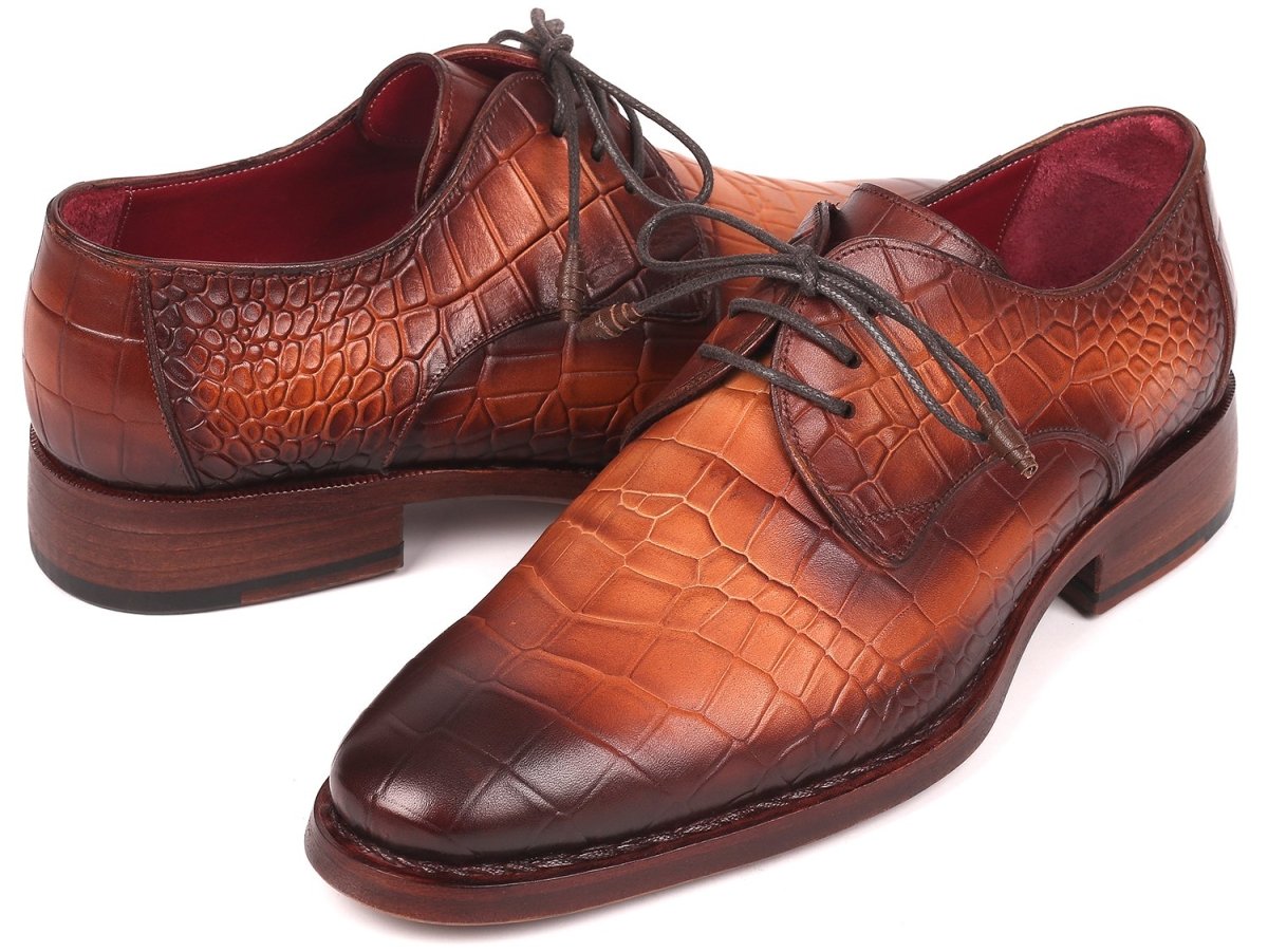 Paul Parkman Brown Crocodile Embossed Calfskin Goodyear Welted Derby Shoes (Id5286brw) by Paul Parkman – Don't Panic Shoes