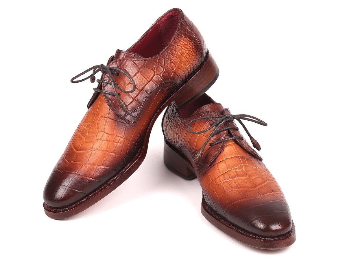 Paul Parkman Brown Crocodile Embossed Calfskin Goodyear Welted Derby Shoes (Id5286brw) by Paul Parkman – Don't Panic Shoes