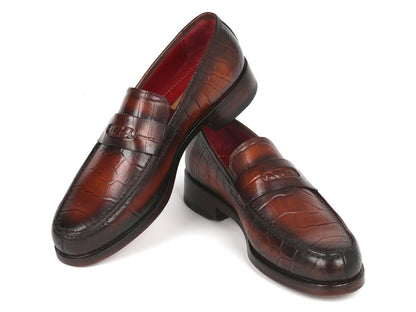 Paul Parkman Brown Crocodile Embossed Calfskin Penny Loafers (Id3857 - Brw) by Paul Parkman – Don't Panic Shoes