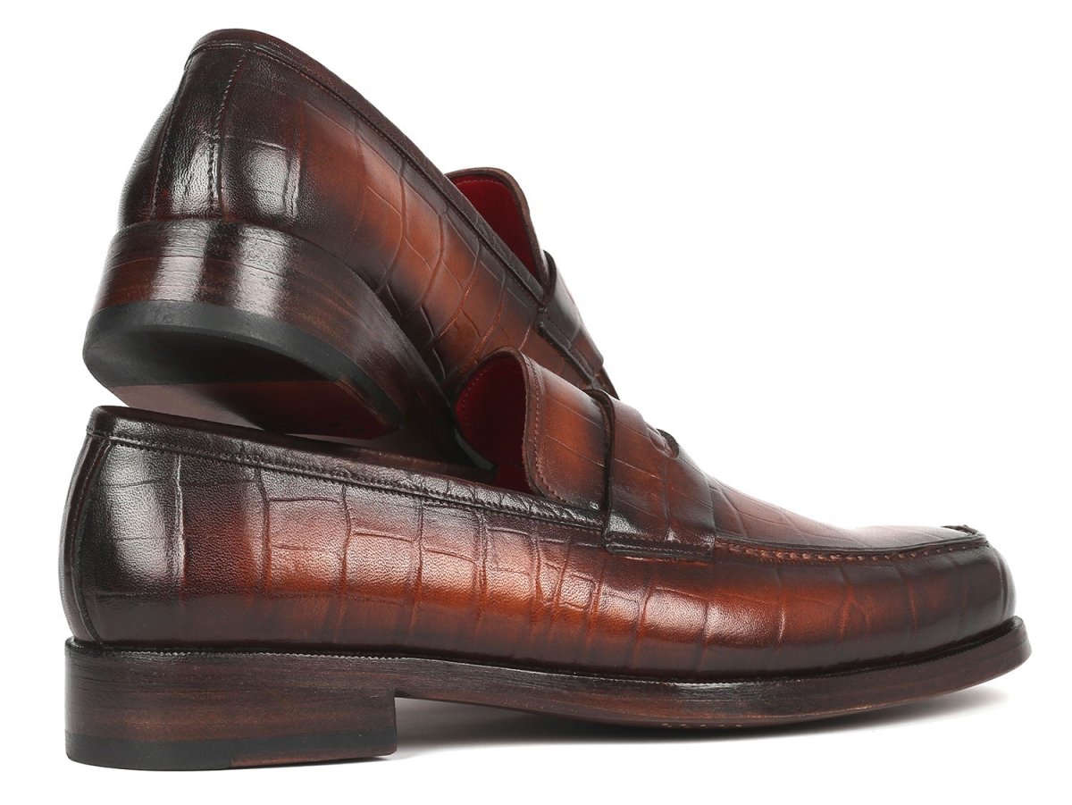 Paul Parkman Brown Crocodile Embossed Calfskin Penny Loafers (Id3857 - Brw) by Paul Parkman – Don't Panic Shoes