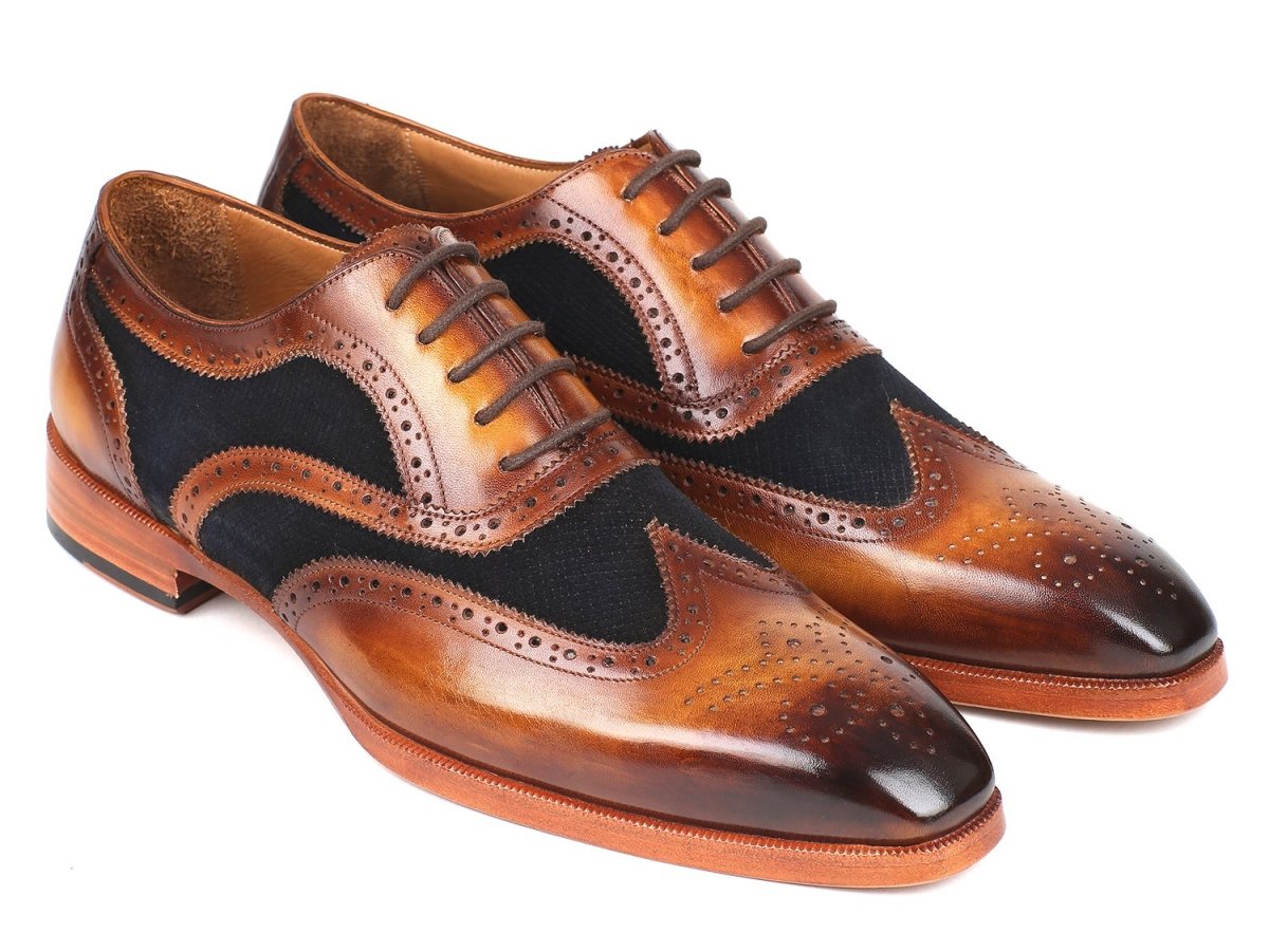 Paul Parkman Brown Leather And Navy Suede Wingtip Oxfords (Id228nv65) by Paul Parkman – Don't Panic Shoes