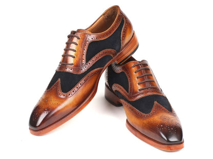 Paul Parkman Brown Leather And Navy Suede Wingtip Oxfords (Id228nv65) by Paul Parkman – Don't Panic Shoes