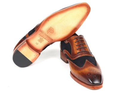 Paul Parkman Brown Leather And Navy Suede Wingtip Oxfords (Id228nv65) by Paul Parkman – Don't Panic Shoes