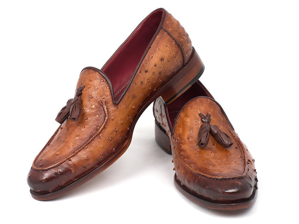 Paul Parkman Camel Brown Genuine Ostrich Tassel Loafers (IdOst834cml) Shoes by Paul Parkman – Don't Panic Shoes
