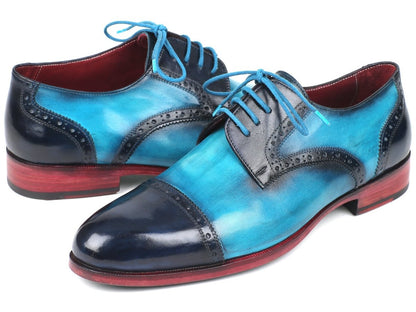 Paul Parkman Cap - Toe Derby Shoes In Blue / Turquoise Shoes by Paul Parkman – Don't Panic Shoes