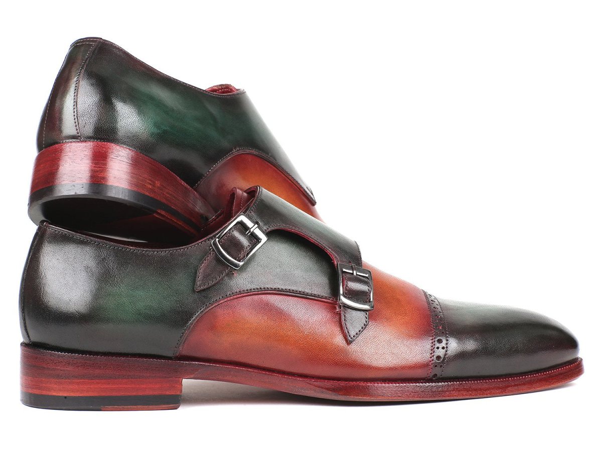 Paul Parkman Captoe Double Monkstraps In Green / Camel Shoes by Paul Parkman – Don't Panic Shoes