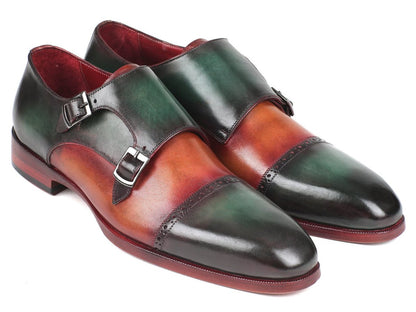 Paul Parkman Captoe Double Monkstraps In Green / Camel Shoes by Paul Parkman – Don't Panic Shoes