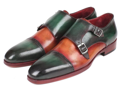 Paul Parkman Captoe Double Monkstraps In Green / Camel Shoes by Paul Parkman – Don't Panic Shoes
