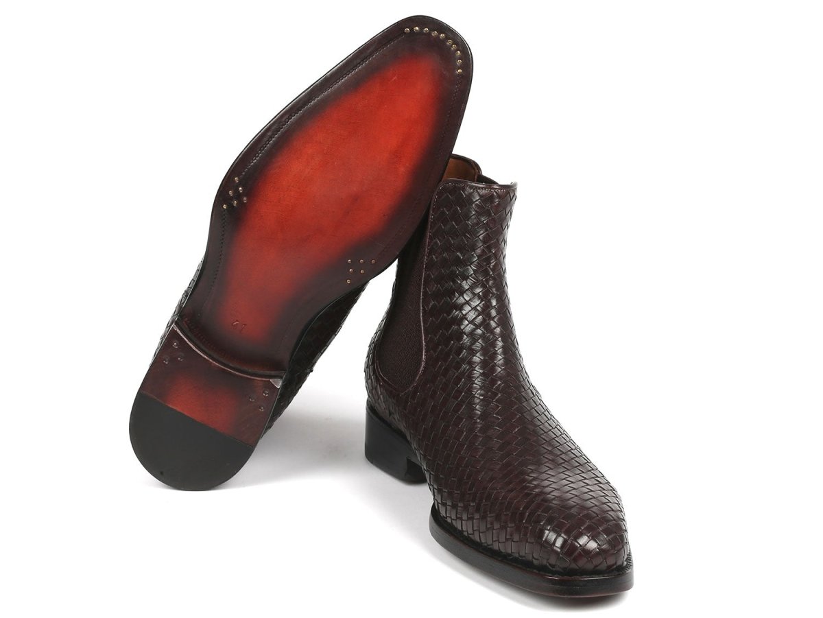 Paul Parkman Chocolate Brown Woven Leather Chelsea Boots (Id92wn87 - Brw) by Paul Parkman – Don't Panic Shoes