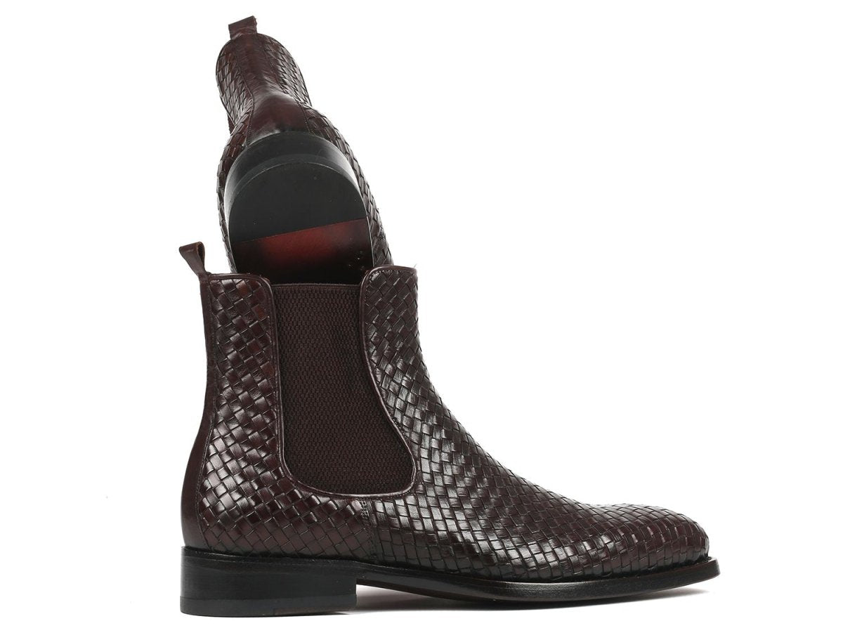 Paul Parkman Chocolate Brown Woven Leather Chelsea Boots (Id92wn87 - Brw) by Paul Parkman – Don't Panic Shoes