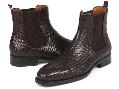Paul Parkman Chocolate Brown Woven Leather Chelsea Boots (Id92wn87 - Brw) by Paul Parkman – Don't Panic Shoes