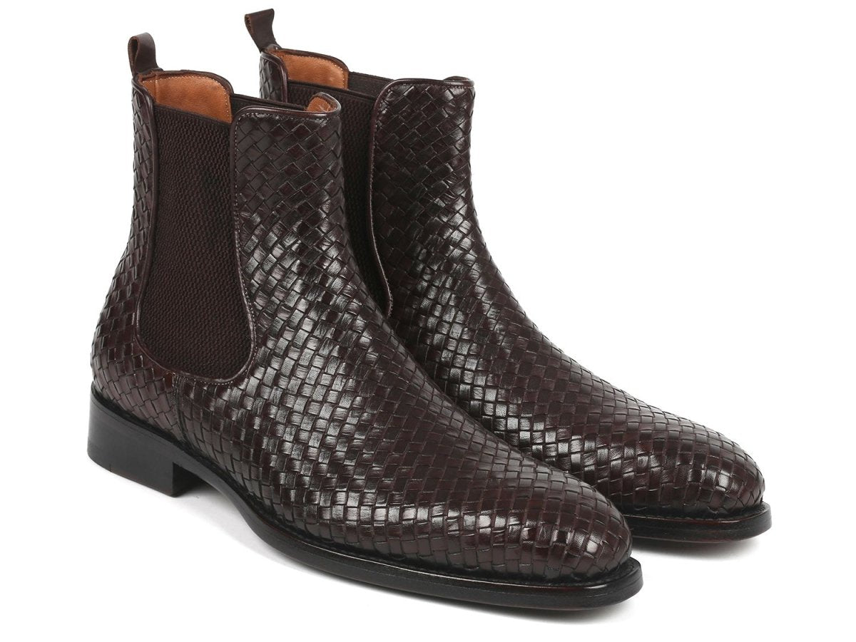 Paul Parkman Chocolate Brown Woven Leather Chelsea Boots (Id92wn87 - Brw) by Paul Parkman – Don't Panic Shoes