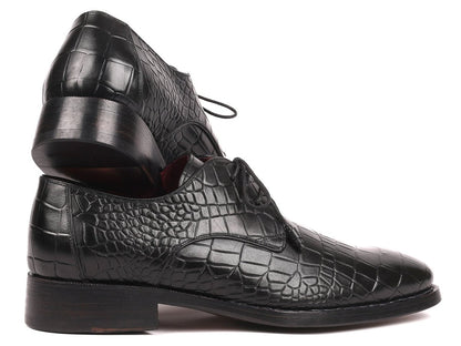 Paul Parkman Croco - Embossed CalfskIn Goodyear Welted Derby Shoes in Black Shoes by Paul Parkman – Don't Panic Shoes