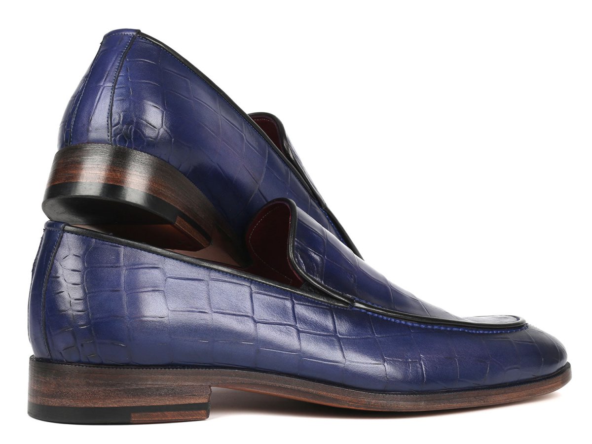 Paul Parkman Croco Textured Leather Loafer Blue (Id7339 - Blu) Shoes by Paul Parkman – Don't Panic Shoes