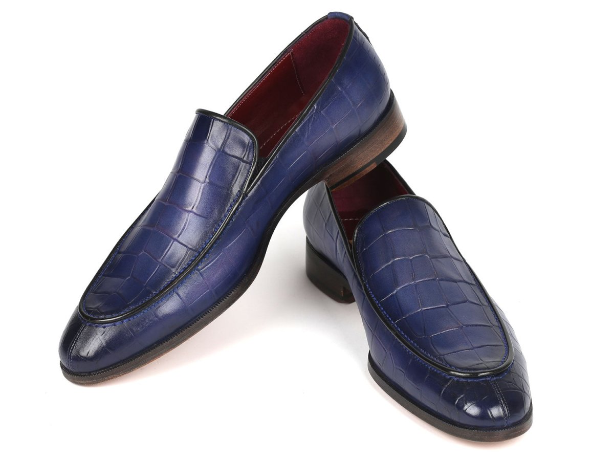 Paul Parkman Croco Textured Leather Loafer Blue Shoes by Paul Parkman – Don't Panic Shoes
