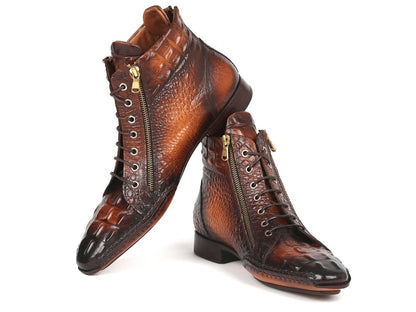 Paul Parkman Crocodile Textured Calfskin Handmade Zipper Boots (Id88apk87) by Paul Parkman – Don't Panic Shoes