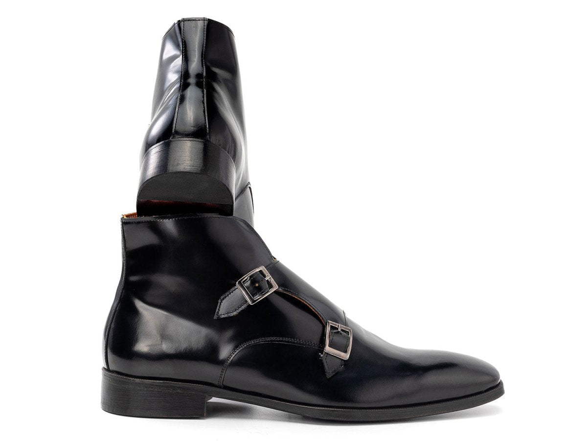 Paul Parkman Double Monkstrap Ankle Boots Black Polished Leather 8154 - Blp by Paul Parkman – Don't Panic Shoes