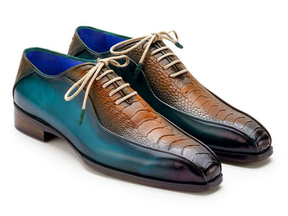 Paul Parkman Genuine Ostrich Leg Bicycle Toe Oxfords Green And Brown (Id94dltqb) Shoes by Paul Parkman – Don't Panic Shoes