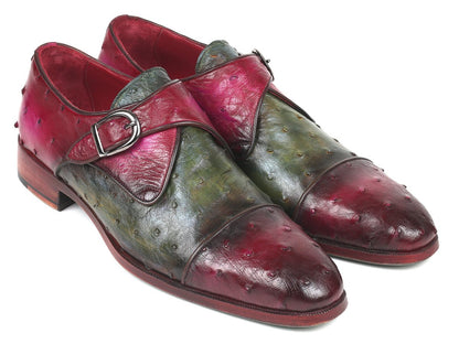 Paul Parkman Genuine Ostrich Monkstraps Green And Purple (Id91z68) Shoes by Paul Parkman – Don't Panic Shoes