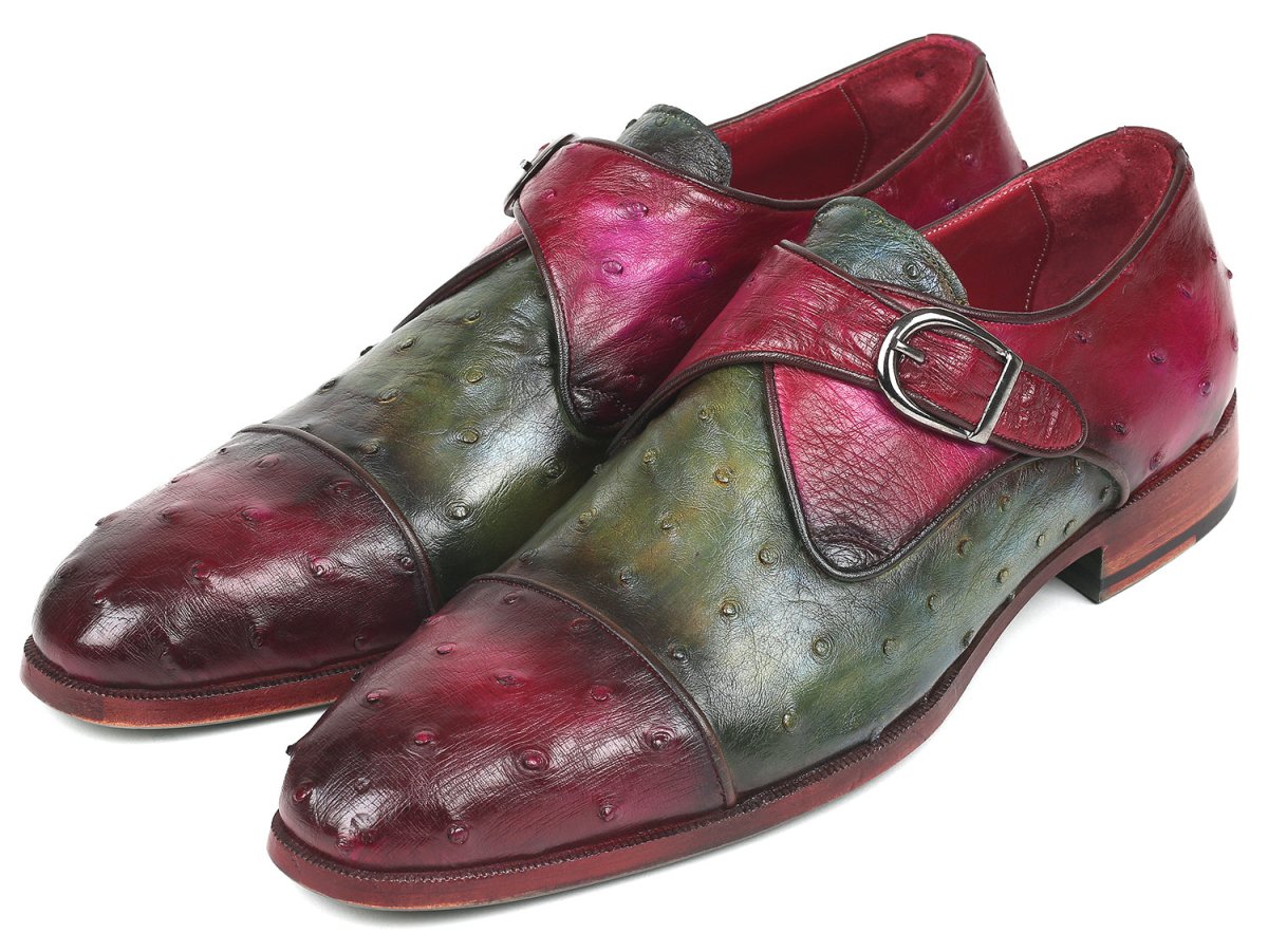 Paul Parkman Genuine Ostrich Monkstraps Green And Purple (Id91z68) Shoes by Paul Parkman – Don't Panic Shoes