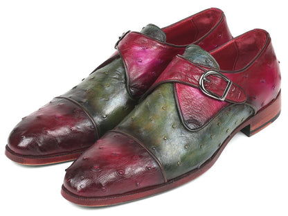 Paul Parkman Genuine Ostrich Monkstraps Green And Purple (Id91z68) Shoes by Paul Parkman – Don't Panic Shoes