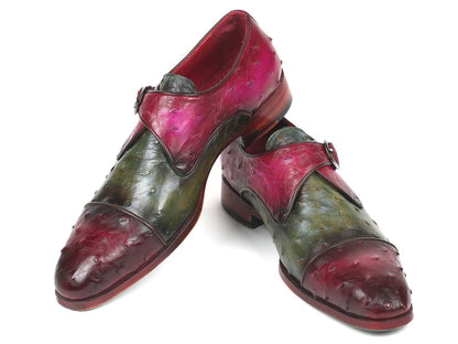 Paul Parkman Genuine Ostrich Monkstraps Green And Purple (Id91z68) Shoes by Paul Parkman – Don't Panic Shoes
