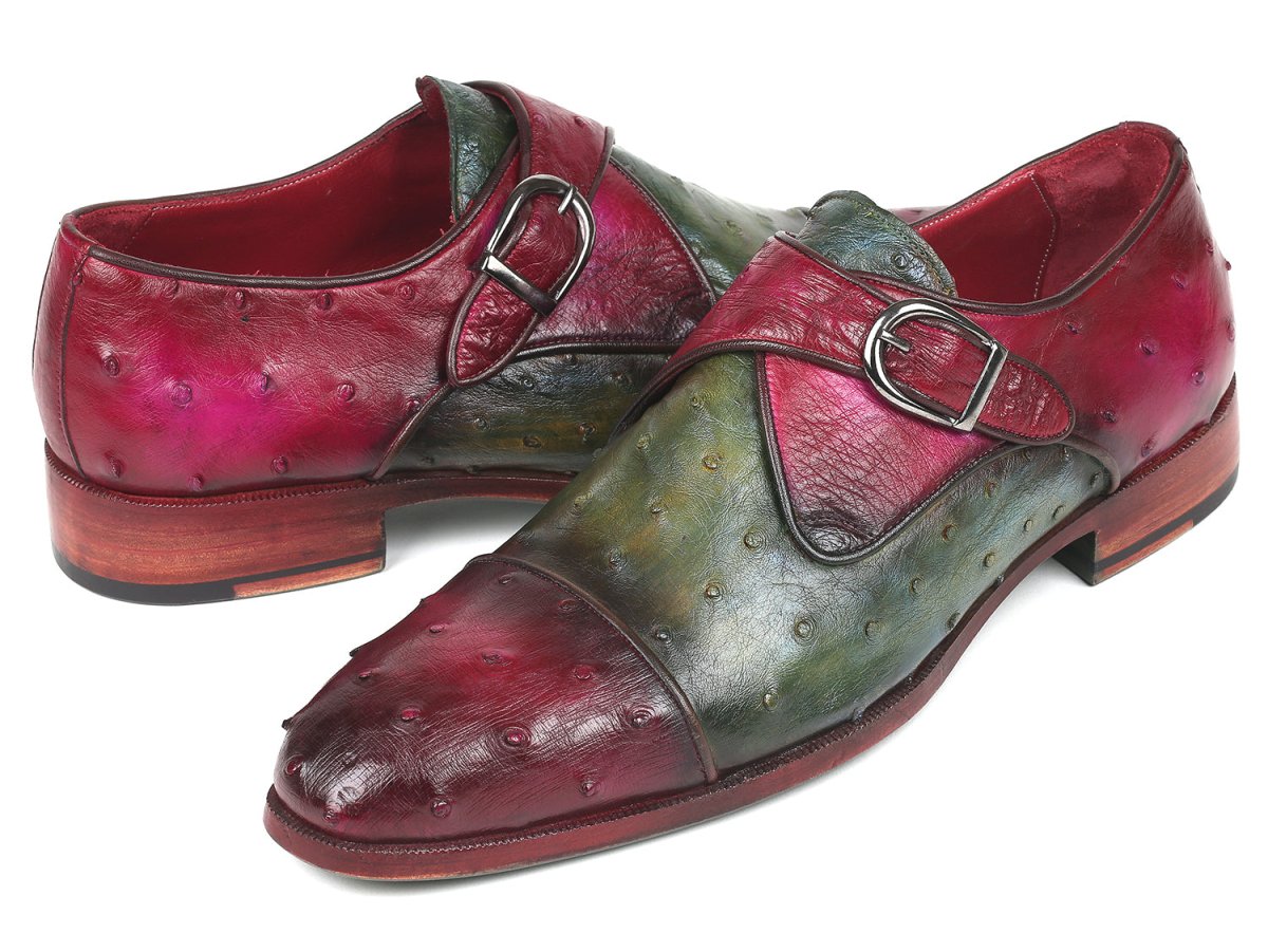 Paul Parkman Genuine Ostrich Monkstraps Green And Purple (Id91z68) Shoes by Paul Parkman – Don't Panic Shoes