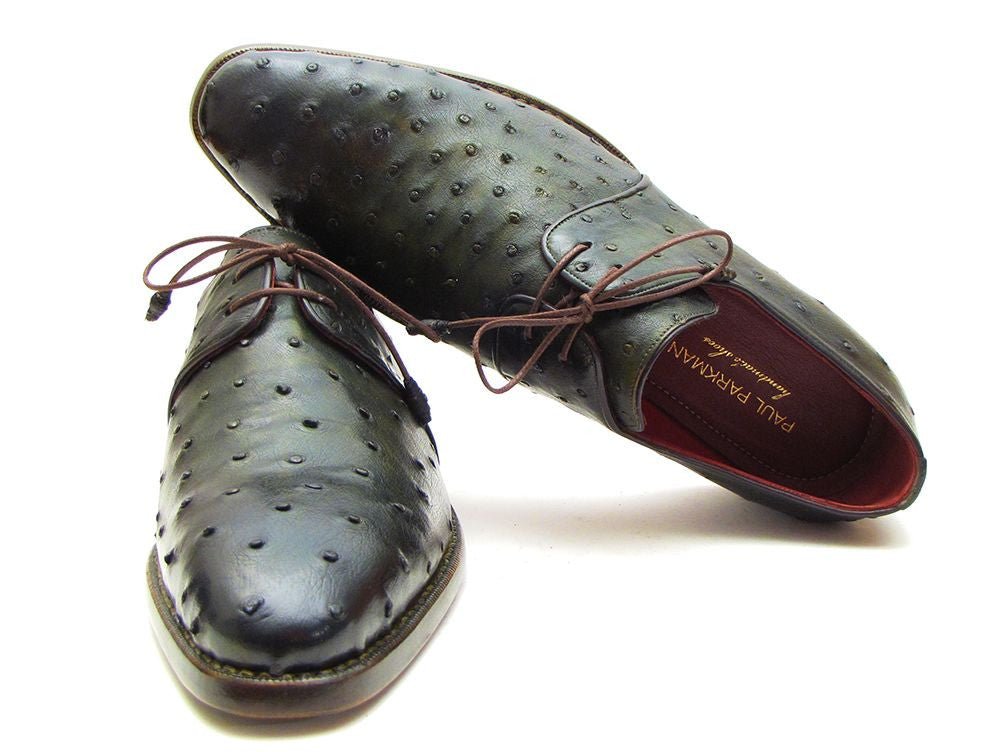 Paul Parkman Goodyear Welted Green Genuine Ostrich Derby Shoes (Id31vl74) Shoes by Paul Parkman – Don't Panic Shoes
