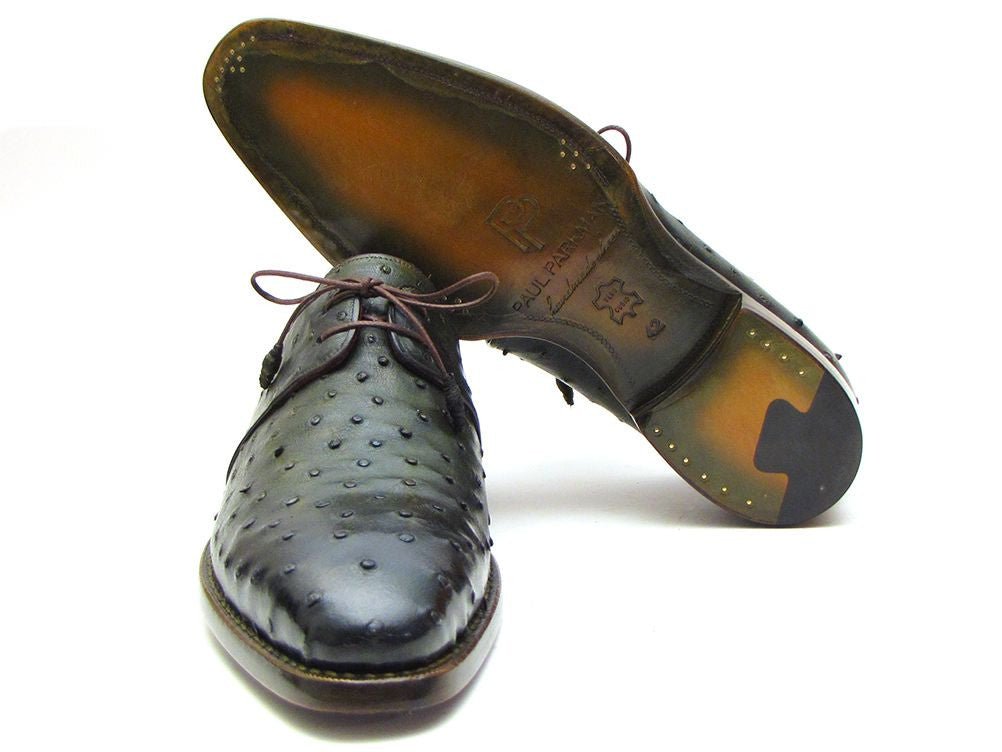 Paul Parkman Goodyear Welted Green Genuine Ostrich Derby Shoes (Id31vl74) Shoes by Paul Parkman – Don't Panic Shoes