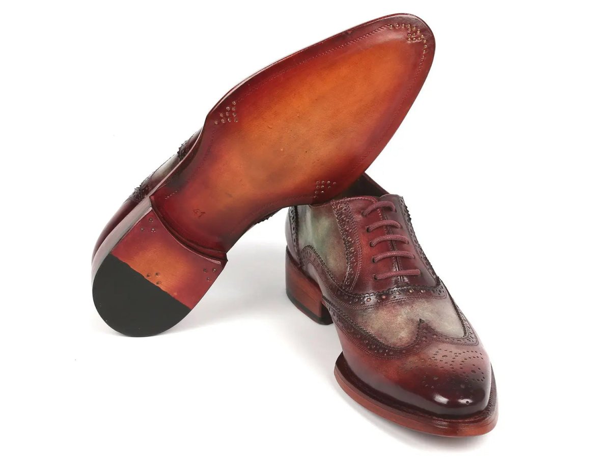 Paul Parkman Goodyear Welted Men's Two Tone WIngtip Oxfords in Green And Bordeaux Shoes by Paul Parkman – Don't Panic Shoes