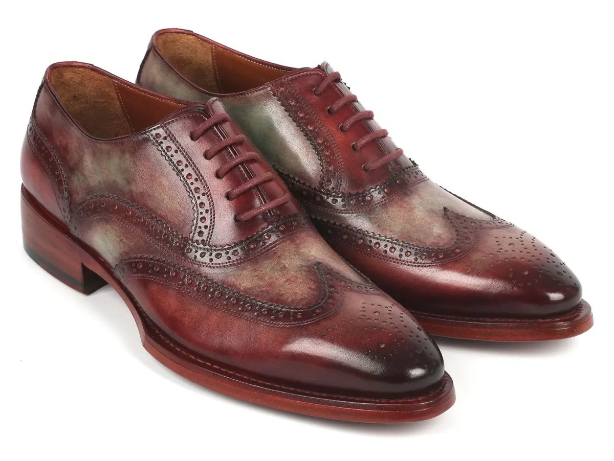 Paul Parkman Goodyear Welted Men's Two Tone WIngtip Oxfords in Green And Bordeaux Shoes by Paul Parkman – Don't Panic Shoes