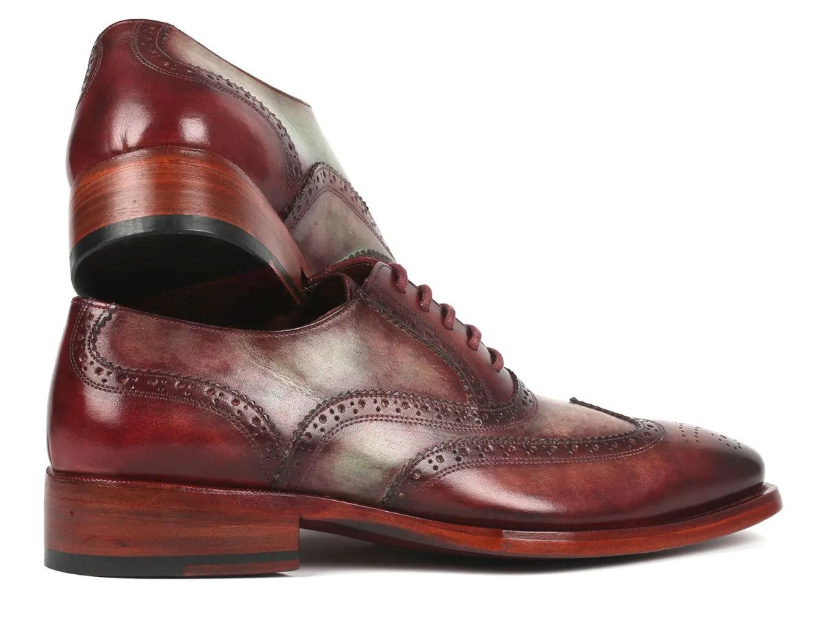 Paul Parkman Goodyear Welted Men's Two Tone WIngtip Oxfords in Green And Bordeaux Shoes by Paul Parkman – Don't Panic Shoes
