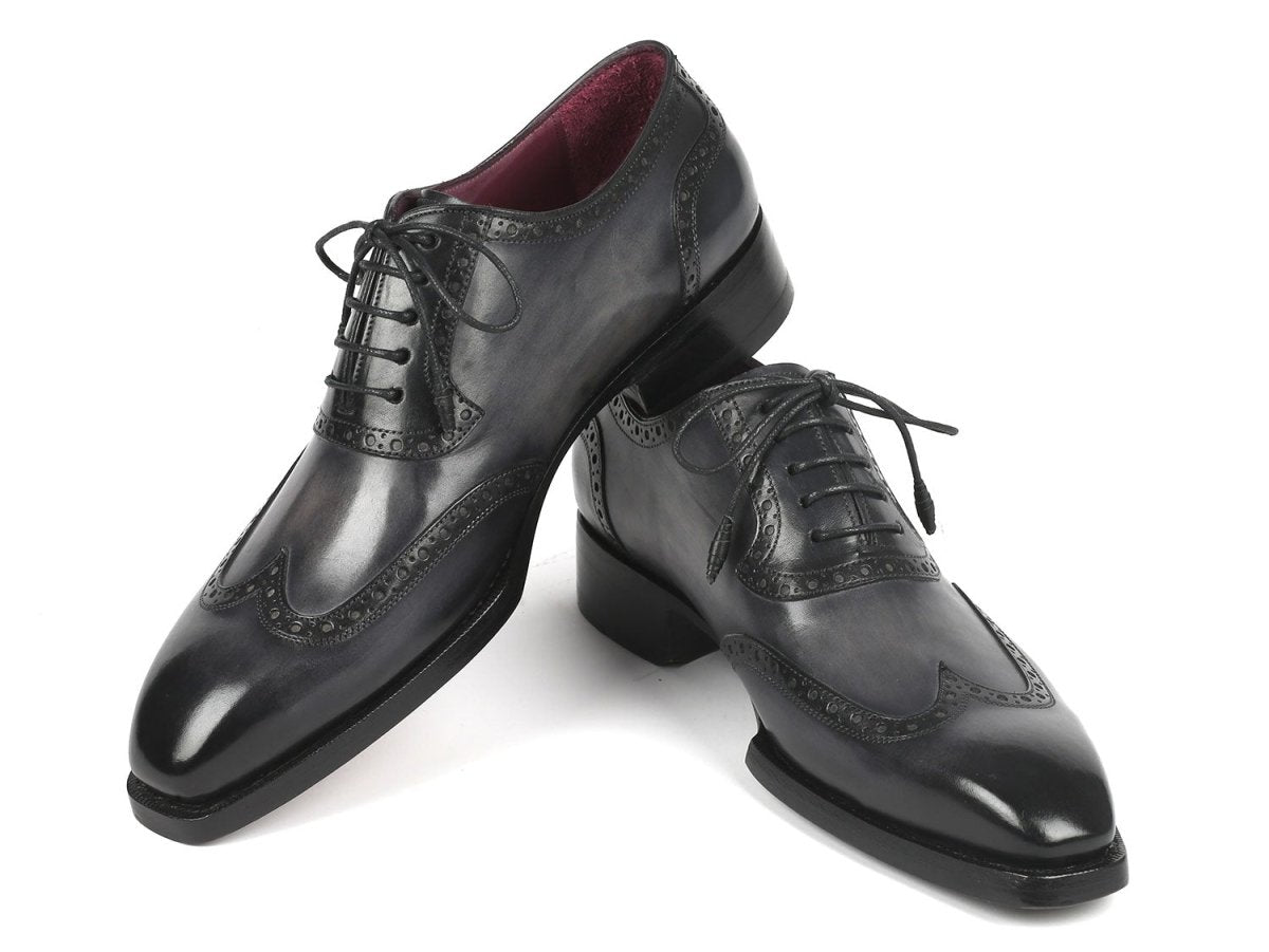 Paul Parkman Goodyear Welted Men's Wingtip Oxfords Black And Gray (Id6819 - Gry) by Paul Parkman – Don't Panic Shoes