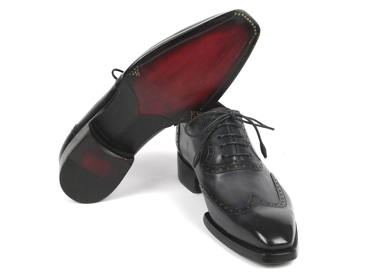 Paul Parkman Goodyear Welted Men's Wingtip Oxfords Black And Gray (Id6819 - Gry) by Paul Parkman – Don't Panic Shoes