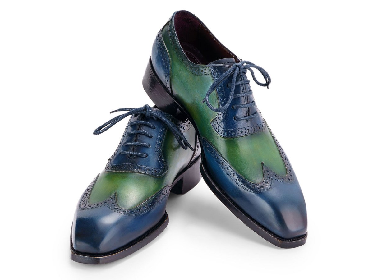 Paul Parkman Goodyear Welted Men's Wingtip Oxfords Blue And Green (Id6819 - Brn) by Paul Parkman – Don't Panic Shoes