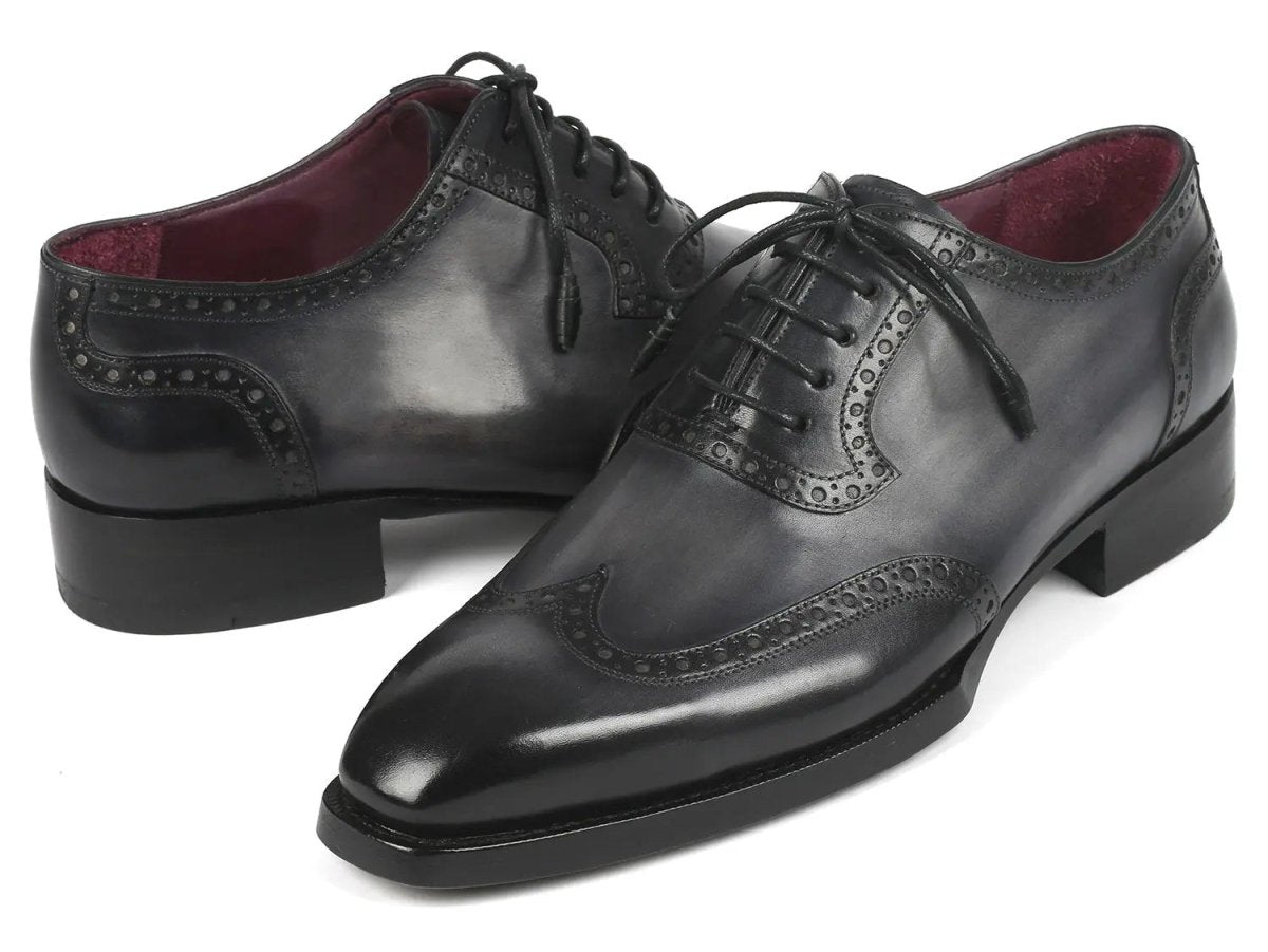 Paul Parkman Goodyear Welted Men's WIngtip Oxfords in Black And Gray Shoes by Paul Parkman – Don't Panic Shoes
