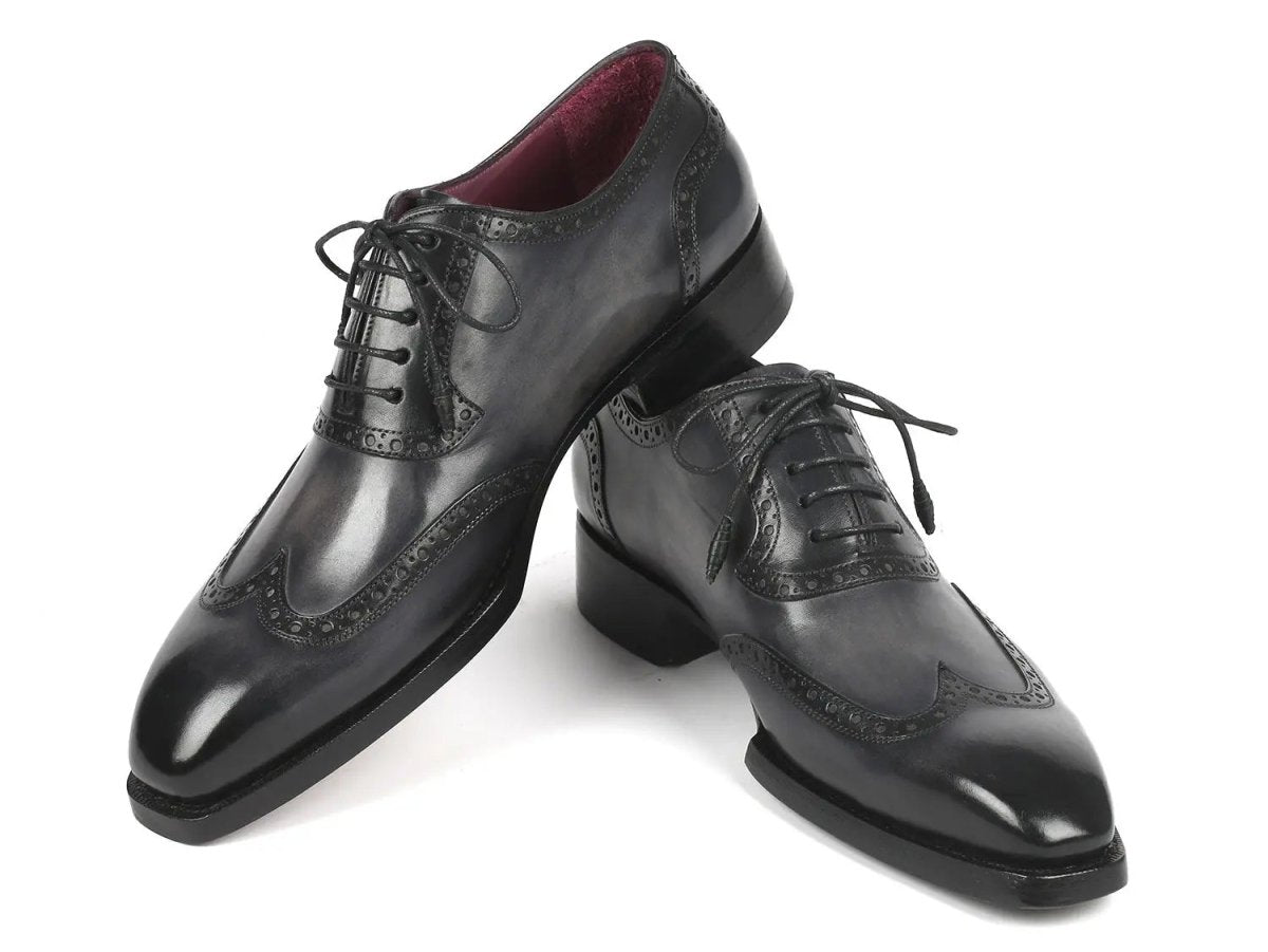 Paul Parkman Goodyear Welted Men's WIngtip Oxfords in Black And Gray Shoes by Paul Parkman – Don't Panic Shoes