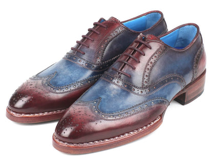 Paul Parkman Goodyear Welted Two Tone Wingtip Oxfords Blue And Bordeaux (Id27ld77) by Paul Parkman – Don't Panic Shoes