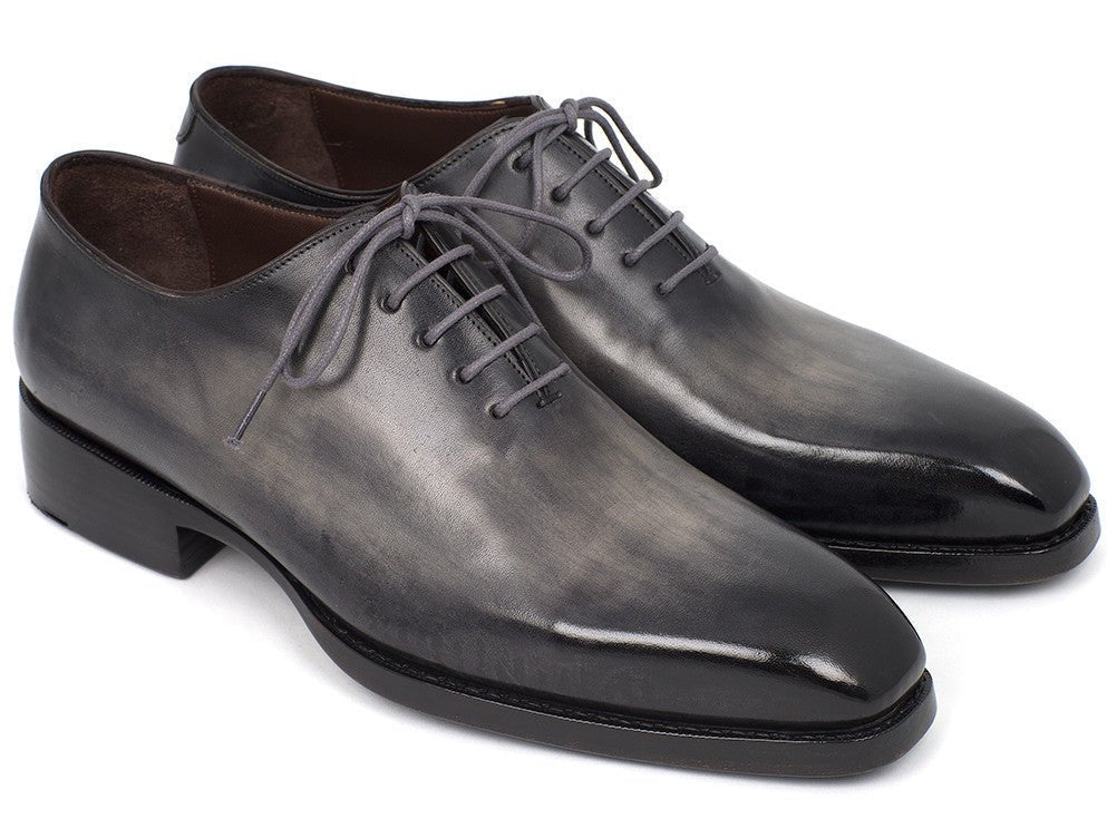 Paul Parkman Goodyear Welted Wholecut Gray And Black Hand Painted Oxfords (Id044gry) by Paul Parkman – Don't Panic Shoes
