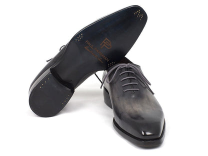 Paul Parkman Goodyear Welted Wholecut Gray And Black Hand Painted Oxfords (Id044gry) by Paul Parkman – Don't Panic Shoes