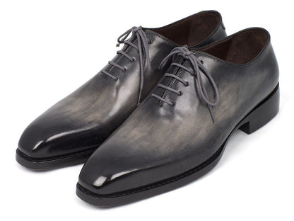 Paul Parkman Goodyear Welted Wholecut Gray And Black Hand Painted Oxfords (Id044gry) by Paul Parkman – Don't Panic Shoes